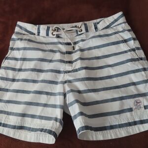 Vtg Polo Ralph Lauren Trunks 4.5” Shorts 30 USRL Ocean Patrol Blue Wht Striped